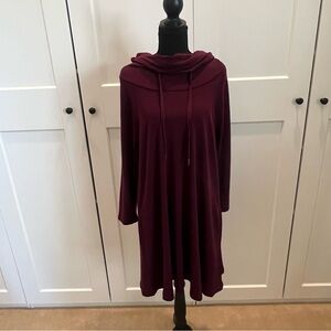 Cable & Gauge Maroon Cowl Neck Sweatshirt Style Dress
